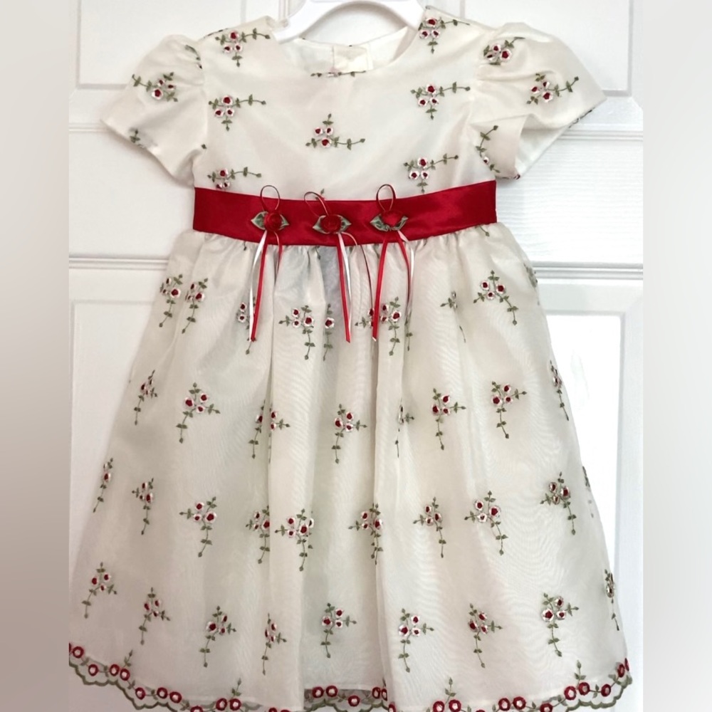 Special occasion dress toddler girl white red dress Little Princess dress 2T